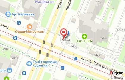 Продуктовый магазин Белорусский дворик на проспекте Луначарского на карте