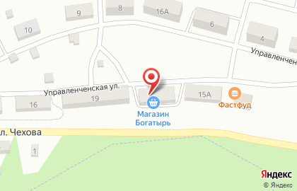 Магазин продуктов Богатырь на Управленческой улице на карте