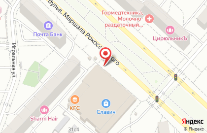 Магазин Мясницкий ряд на бульваре Маршала Рокоссовского на карте