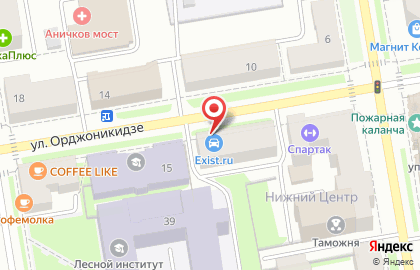Магазин автозапчастей Exist.ru на улице Орджоникидзе на карте