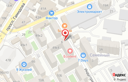 Супермаркет Перекресток на проспекте Гамидова на карте