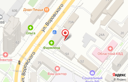 Сеть магазинов Красное & Белое на улице Воровского на карте