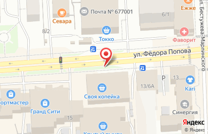 Берег на улице Фёдора Попова на карте