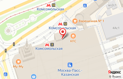 Казанский железнодорожный вокзал в Москве на карте