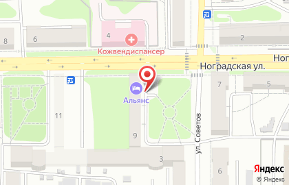Гостиница Альянс на Ноградской улице на карте