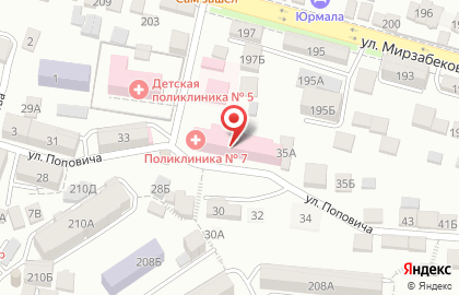 Поликлиника №7 на улице Поповича на карте