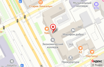 Банкомат КБ Петрокоммерц, филиал в г. Перми, Ленинский район на Комсомольском проспекте на карте