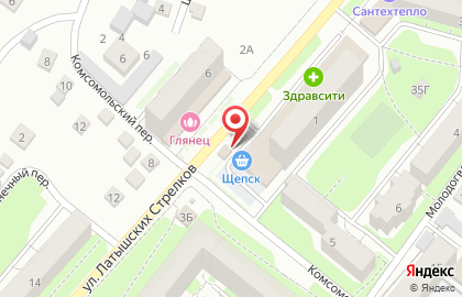 Киоск по продаже молочной продукции Молочные реки на улице Латышских Стрелков на карте