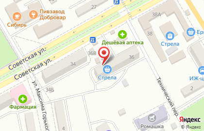 Супермаркет Стрела на Советской улице на карте