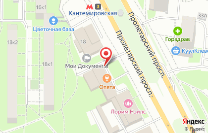 Почтовое отделение №115477 на Пролетарском проспекте на карте