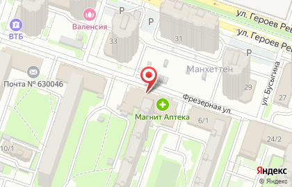 Супермаркет Магнит в Новосибирске на карте