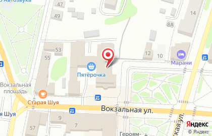 Супермаркет Пятёрочка на Вокзальной улице на карте