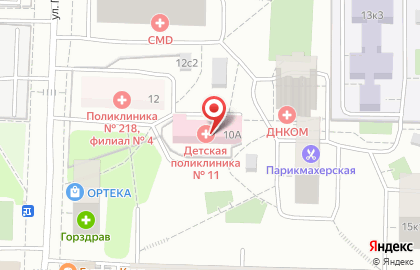 Детская городская поликлиника №11 в Северном Медведково на карте