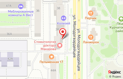 Магазин профессиональной косметики Хитэк Урал на улице Молодогвардейцев на карте