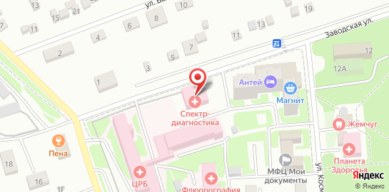 Медицинский центр Спектр-Диагностика на улице Заводская на карте