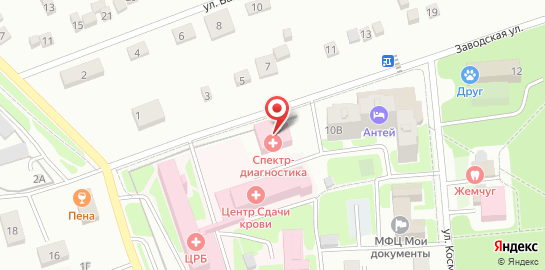 Медицинский центр Спектр-Диагностика на Заводской улице на карте