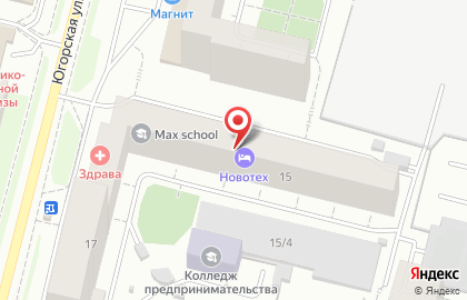 Гостиница Новотех на Югорской улице на карте