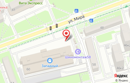 Мастерская Шиномонтаж58 на улице Мира на карте