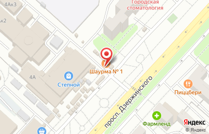 Магазин по продаже фастфудной продукции Durum на проспекте Дзержинского на карте
