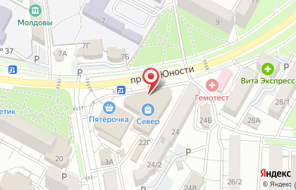 Магазин хозяйственных товаров и бытовой химии Копейкин Дом на проспекте Юности на карте