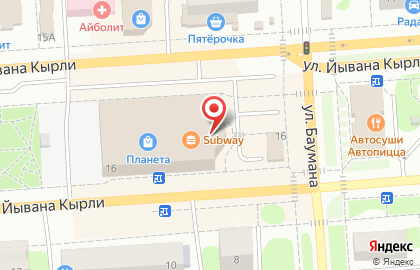 Ресторан быстрого питания Subway на улице Баумана на карте
