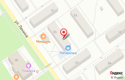Супермаркет Пятерочка на улице Ленина на карте