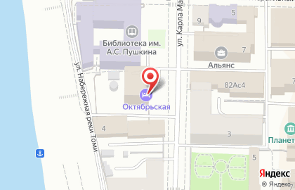 Гостиница Октябрьская в Томске на карте