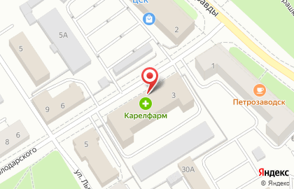 Аптека Карелфарм на улице Володарского на карте