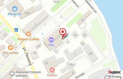Гостиница Обь в Барнауле на карте