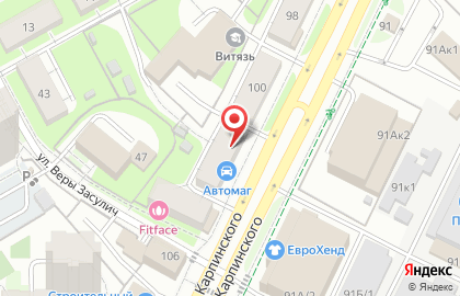 Супермаркет Лион на улице Карпинского на карте
