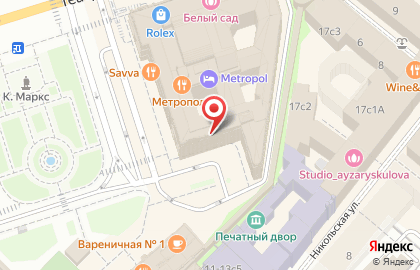 Ресторан Метрополь в Москве на карте