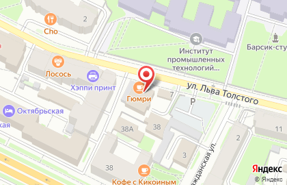 Супермаркет Пятёрочка на улице Льва Толстого на карте