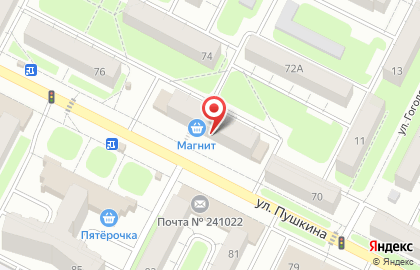 Супермаркет Магнит на улице Пушкина, 72 на карте