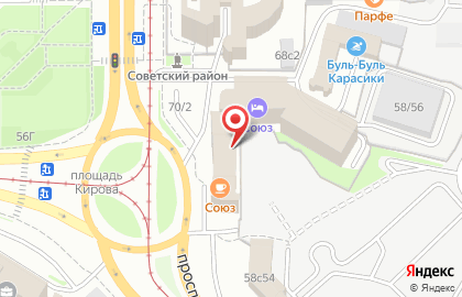 Гостиница Союз в Томске на карте