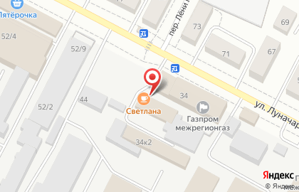 Кафе Светлана на улице Луначарского на карте