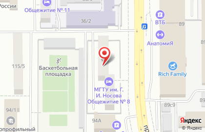 Общежитие в Челябинске на карте