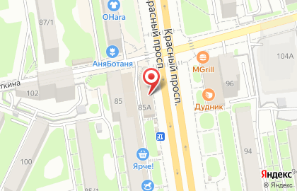Сеть пекарен BonApe в Заельцовском районе на карте