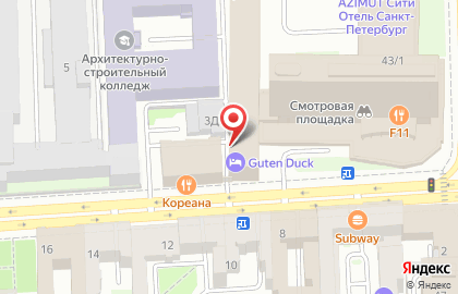 Хостел Strawberry Duck St.Petersburg на ​Лермонтовском проспекте на карте