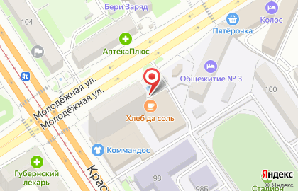 Столовая ХЛЕБ да СОЛЬ в Железнодорожном районе на карте