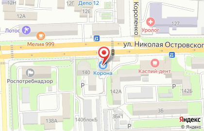 Продовольственный магазин Корона на улице Николая Островского на карте