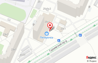 Супермаркет Пятерочка на проезде Гурьевский на карте