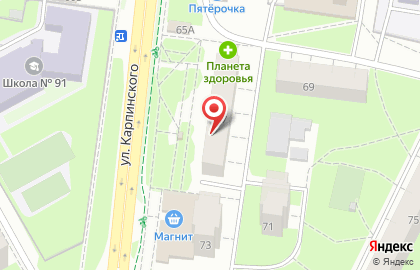 Аптека Планета Здоровья на улице Карпинского, 67 на карте