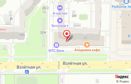 Банкомат МТС банк на Взлётной улице на карте