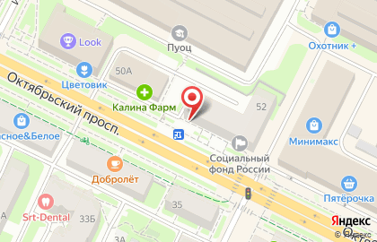 Магазин мясной продукции Великолукский мясокомбинат на Октябрьском проспекте, 52 на карте
