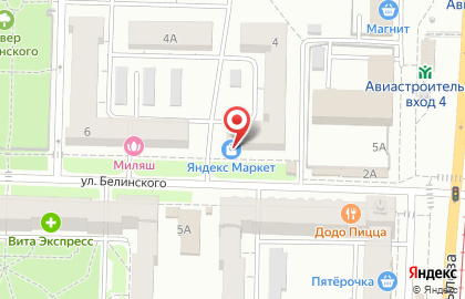 Магазин мяса и рыбы на улице Белинского на карте