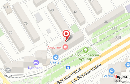 Статус на улице Ворошилова на карте
