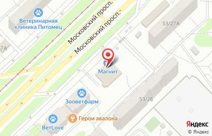 Супермаркет Магнит у дома на Московском проспекте на карте