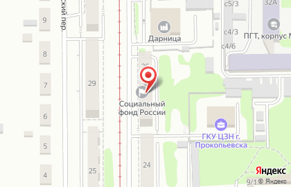 Управление Пенсионного фонда РФ в г. Прокопьевске на Институтской улице на карте