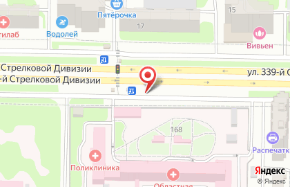 Киоск по продаже кондитерских изделий на улице 339-й Стрелковой Дивизии на карте