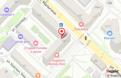 Тенториум на улице Малыгина на карте